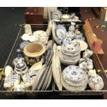 3 TRAYS OF BLUE & WHITE CHINA