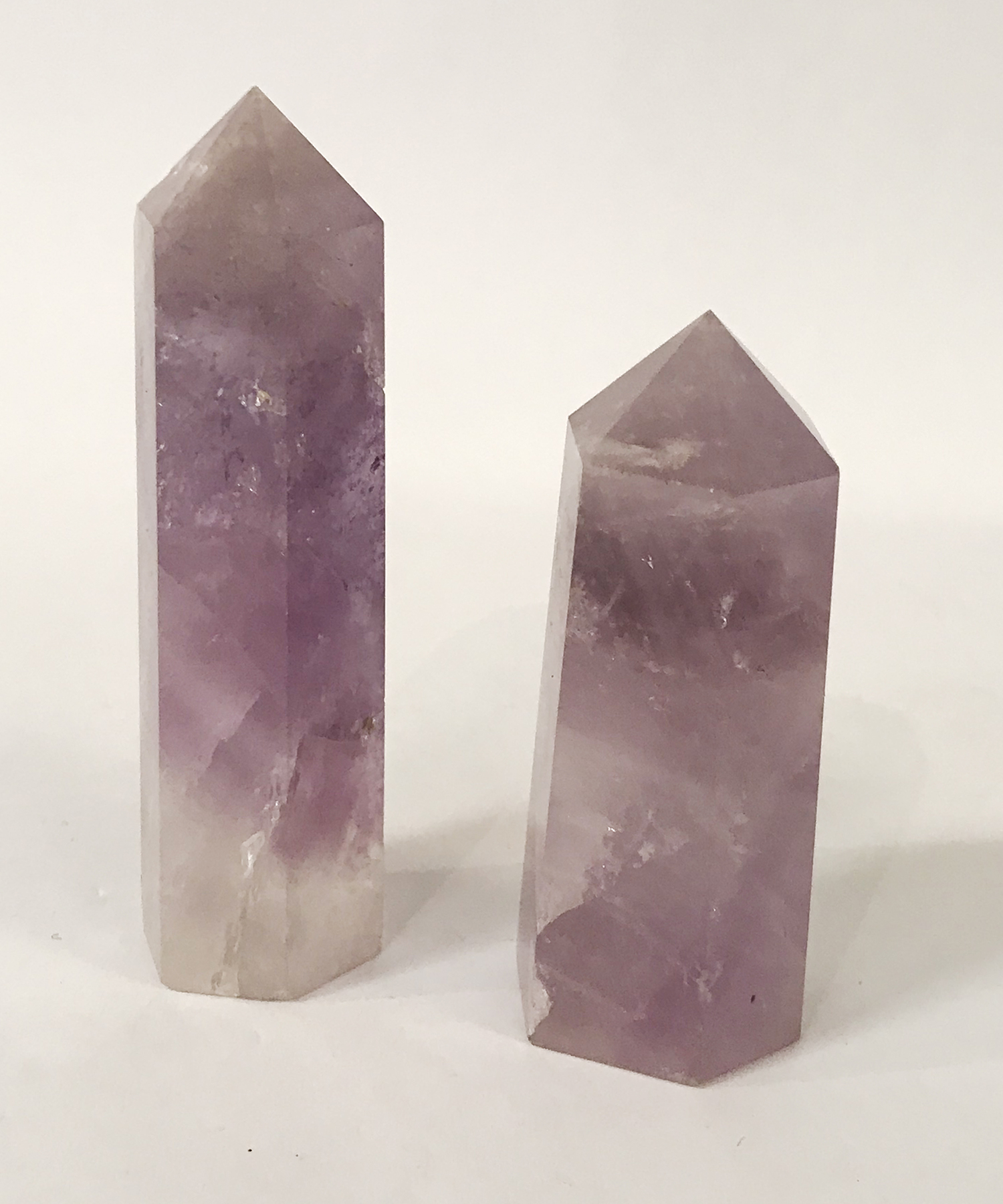 PAIR QUARTZ OBELISKS