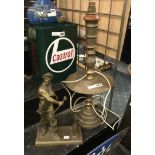 BRASS BLACKSMITHS FIGURE & BRASS TABLE LAMP