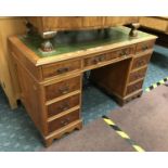 REGENCY STYLE YEW LEATHER TOP DESK