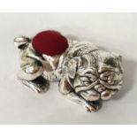 SILVER BULLDOG PIN CUSHION