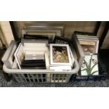 2 CRATES OF FRAMED FLORAL PRINTS