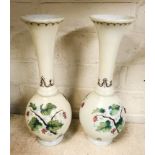 PAIR OF EARLY HAND PAINTED & BEJEWELED VASES