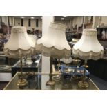 3 GILT TABLE LAMPS WITH SHADES