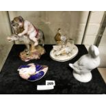 FOUR FIGURES - CROWN DERBY & 3 OTHERS