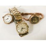 THREE VINTAGE GOLD WATCHES