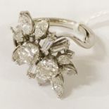 WHITE GOLD MULTI DIAMOND RING - APPROX 3.5 CTS OF DIAMONDS - BEAUTIFULLY CRAFTED PIECE OF JEWELLERY