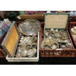 TWO TRAYS OF SILVER PLATED ITEMS