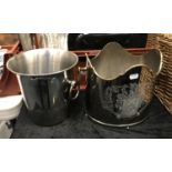 TWO STAINLESS STEEL ICE BUCKETS