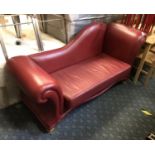 DANISH RED LEATHER CHAISE