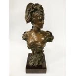 BRONZE FIGURE OF LADY ON MARBLE BASE