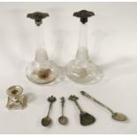 2 H/M SILVER VINEGAR JARS & OTHER SILVER ITEMS