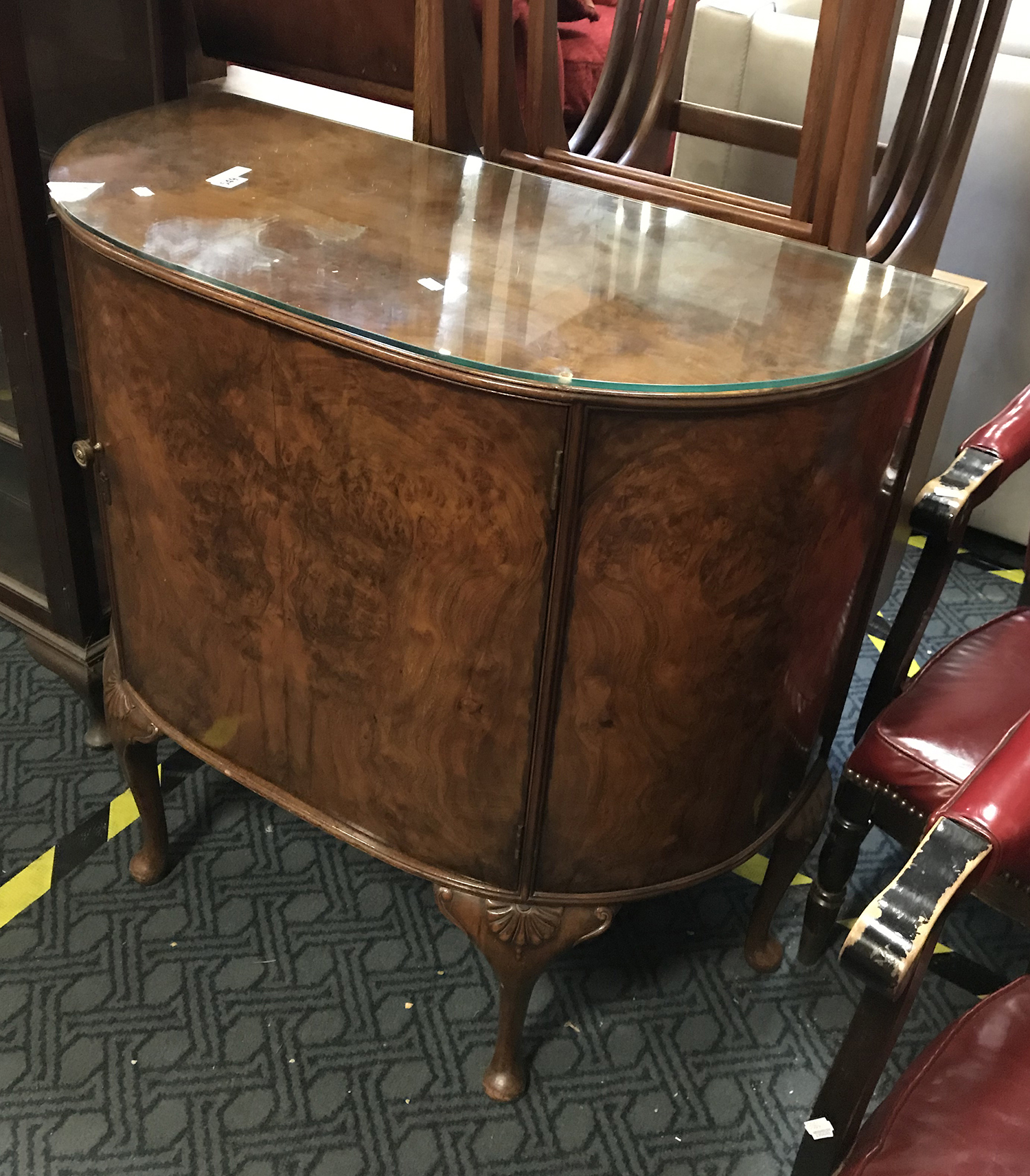 DEMI LUNE VENEERED CABINET