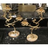 PAIR OF GILDED CANDLE HOLDERS WITH MARBLE BASE