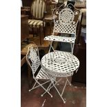 METAL GARDEN TABLE & TWO CHAIRS