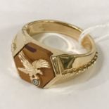 SILVER RING WITH 14CT GOLD EAGLE