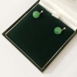 9K GOLD JADE DROP STUDS