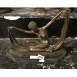 BRONZE ART DECO STYLE FIGURE - SIGNED