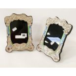 PAIR OF SILVER & ENAMEL BUTTERFLY PHOTO FRAMES