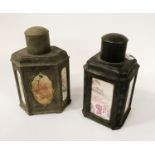 2 ORIENTAL WATER CONTAINERS WITH PANEL PICTURES ON SIDE