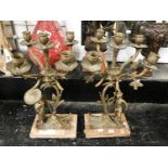 PAIR OF MARBLE BASED ORIENTAL CANDELABRAS