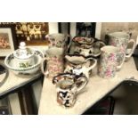 COLLECTION OF MASONS & CHINTZ JUGS