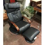 LEATHER MASSAGE CHAIR & FOOT STOOL