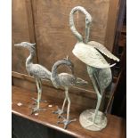 3 METAL GARDEN STORKS