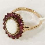 9CT GOLD RUBY & OPAL RING