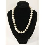 STERLING SILVER LARGE FRESHWATER PEARL NECKLACE