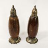 PAIR SILVER & WOOD SALT & PEPPER