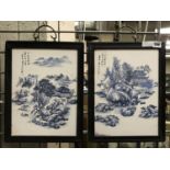 PAIR BLUE & WHITE PORCELAIN PLAQUES