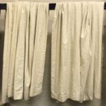 PAIR BEIGE CURTAINS - LINED - APPROX 10.6 WIDE & 90 DROP