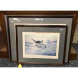 TWO LTD EDITION SIGNED PRINTS OF SPITFIRE BY ROBERT TAYLOR WITH ANOTHER SIGNED PHOTO BY THE SAME