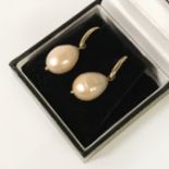 9CT GOLD PEACH PEARL EARRINGS