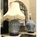 2 BLUE & WHITE ORIENTAL LAMPS