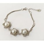 STERLING SILVER TOPAZ & PEARL BRACELET