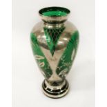 GREEN OVERLAY GLASS VASE