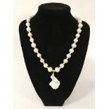 STERLING GILT SILVER FRESHWATER PEARL NECKLACE WITH PENDANT