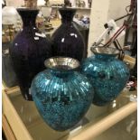 2 PAIRS OF MODERN MOSAIC MIRRORED GLASS VASES