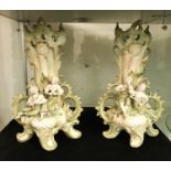 TWO ROYAL DUX FIGURAL VASES - SLIGHT REPAIR TO 1