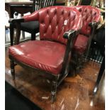 PAIR RED LEATHER TUB CHAIRS