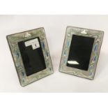 PAIR SILVER & ENAMEL PHOTO FRAMES