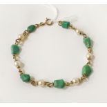 9CT GOLD PEARL & TURQUOISE BRACELET