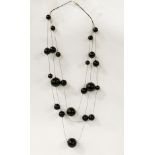 JET BLACK BEADED BALL DESIGNER NECKLACE