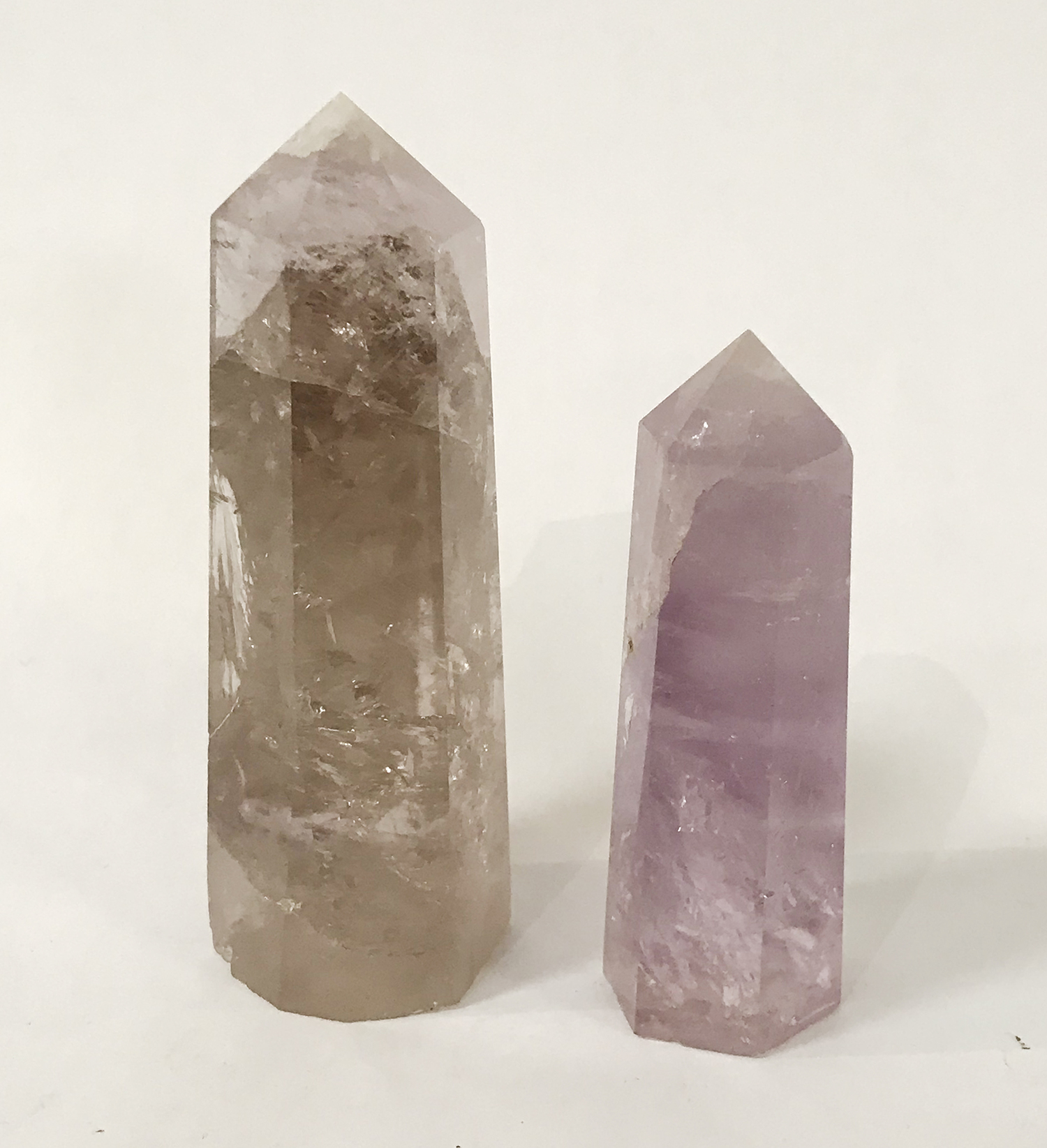 PAIR QUARTZ OBELISKS