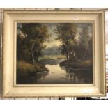 OIL ON CANVAS SIGNED RIVER SCENE 50CM X 40CM VERY GOOD CONDITION