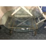 CIRCULAR 70'S GLASS TOP COFFEE TABLE - BASE NEEDS REPAIR