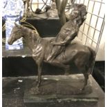 BRONZE FIGURE ON HORSE