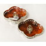 PAIR SILVER PLATE COASTERS